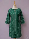 Elegant Green Linen Block Printed Shirt for Women - Medium Size