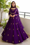 Purple Chiffon Embroidered 3 Piece Maxi Suit for Women