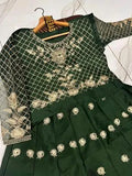 Elegant Green Shamoz Silk Embroidered Maxi Suit for Women
