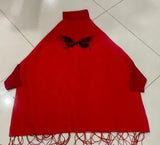 Stylish Women's Red Cotton Printed High Neck Top