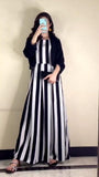 Elegant Black & White Printed Linen Maxi Suit for Women