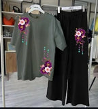 Stylish Grey Jersey Printed 2 Piece Night Suit for Women