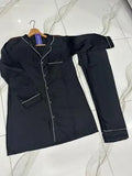Elegant Black Silk V-Neck Night Suit with Shorts for Women