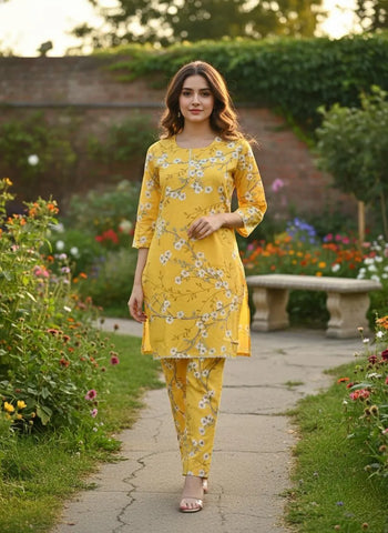 Multicolor Cotton Printed 2 Piece Replica Women's Dress Set