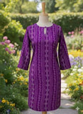 Elegant Purple Linen Block Printed Shirt for Women