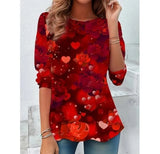 Red Cotton Jersey Printed Sweatshirt for Women - Stylish & Comfy
