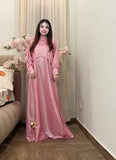 Elegant Pink Diamond Applique Maxi Dress Set for Women