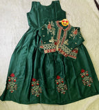 Elegant Green Shamoz Silk Embroidered Maxi & Jacket Set