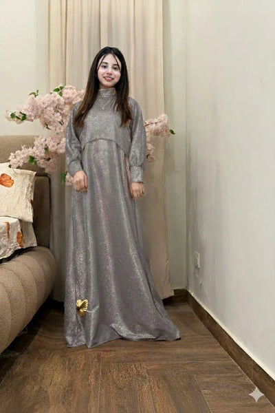 Silver Diamond Sequins 2 Piece Western Dress Set for Women