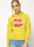 Stylish Women's Fleece Printed Pullover Hoodie in Yellow