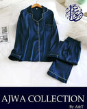 Elegant Blue Silk V-Neck Night Suit with Shorts - 2 Piece Set