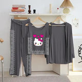 Stylish 3 Piece Jersey Printed Night Suit for Women