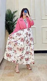 Elegant Pink Silk Digital Print Maxi and Jacket Set for Women