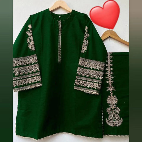 Elegant Green Shamoz Silk Gota Work 2 Piece Set for Women