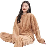 Brown Polyester Plain Knitted Sweater for Women