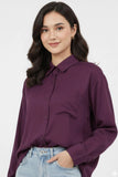 Elegant Silk Button Down Shirt for Women in Purple