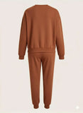 Stylish Women's 2-Piece Brown Fleece Printed Tracksuit