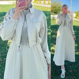 Women's White Fleece Plain Zipper Tracksuit - Stylish Comfort