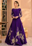 Elegant Purple Silk Embroidered Maxi Dress for Women
