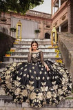 Elegant Black Silk Embroidered Lehenga Choli Set for Women
