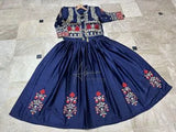 Elegant Blue Shamoz Silk Embroidered Maxi Dress with Jacket