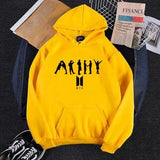 Stylish Women's Fleece Printed Pullover Hoodie - Yellow