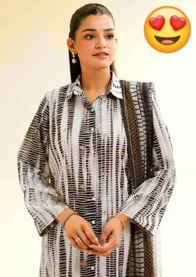 Elegant Women's Lawn Digital Print 3 Piece Replica Suit - White