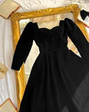 Elegant Black Velvet Maxi Dress with Turtle Neck Design for Women