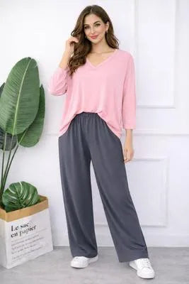 Cozy 2 Pcs Women's Cotton Jersey Night Suit in Pink