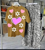 Stylish Mustard Printed Jersey 2 Piece Women's Night Suit