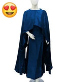 Elegant Blue Shamoz Silk Maxi Dress with U-Neck Design