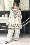 Elegant Women's Linen Embroidered Shirt & Trouser Set - 2 Pcs