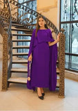 Elegant Purple Shamoz Silk Maxi Dress with U-Neck Design