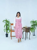 Stylish Pink Linen Dress & Blouse Set for Women - 2 Piece Fashion