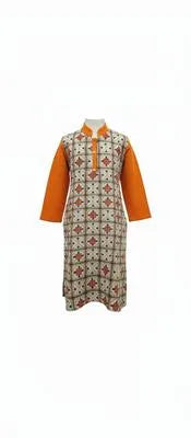 Elegant Orange Printed Pashmina Kurta for Women