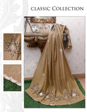 Elegant Golden Swiss Lawn Dupatta with Patch Work Design