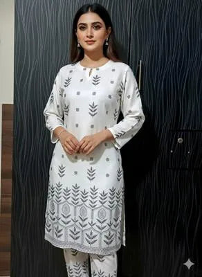 Stylish Women's Linen Block Printed 2 Piece Set - Shirt & Trouser