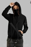 Stylish Women's Black Fleece Zip-Up Hoodie - Perfect for Every Season