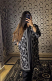 Elegant Black Shamoz Silk Embroidered Gown Suit - 3 Piece Set