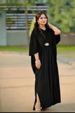 Elegant Black Velvet Maxi Dress with V-Neck Design
