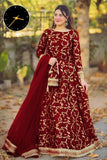 Elegant Maroon Shamoz Silk Embroidered Lehenga Choli Set