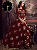 Elegant Maroon Organza Embroidered Maxi & Trouser Set for Women