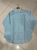Elegant Women's Silk Button Down Shirt in Blue - Medium & Large