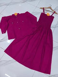 Trendy 2 Piece Women's Linen Dress Set in Pink - U-Neck Design
