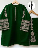 Elegant Green Shamoz Silk Embroidered 2 Piece Women's Outfit