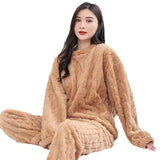 Brown Polyester Plain Knitted Sweater for Women