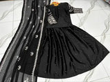 Elegant Black Shamoz Silk Embroidered Lehenga Choli Set