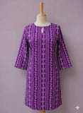 Elegant Purple Linen Block Printed Shirt for Women