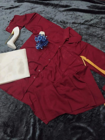 Elegant Maroon Georgette 3 Piece Gown Suit for Women