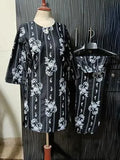 Stitched Linen Block Printed Women's 2 Piece Set - Black